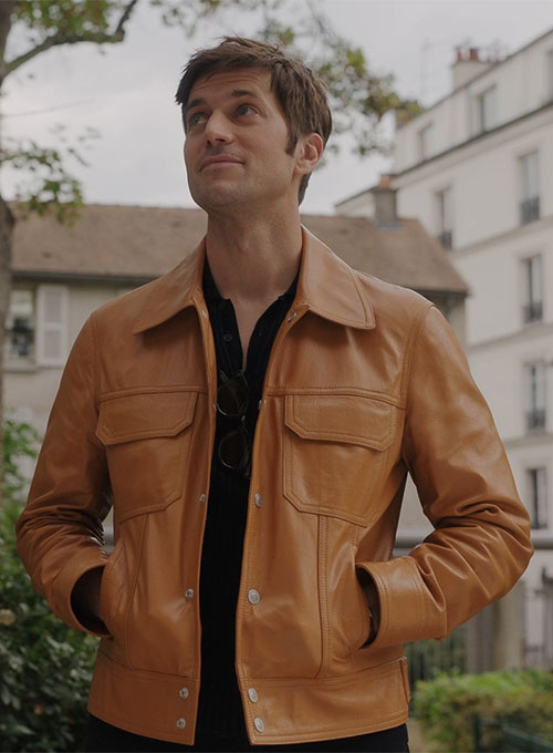 (image for) Lucas Bravo Emily In Paris Leather Jacket - Click Image to Close