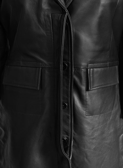 Margot Robbie Wolf Of Wall Street Leather Long Coat - Click Image to Close