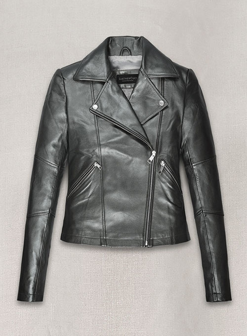 Metallic Gray Leather Jacket # 212