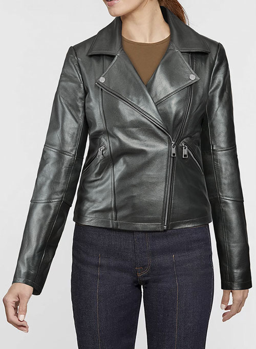 (image for) Metallic Gray Leather Jacket # 212 - Click Image to Close