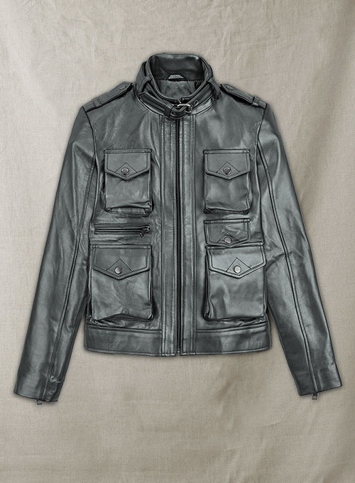 (image for) Metallic Lurex Gray Leather Jacket # 235 - Click Image to Close