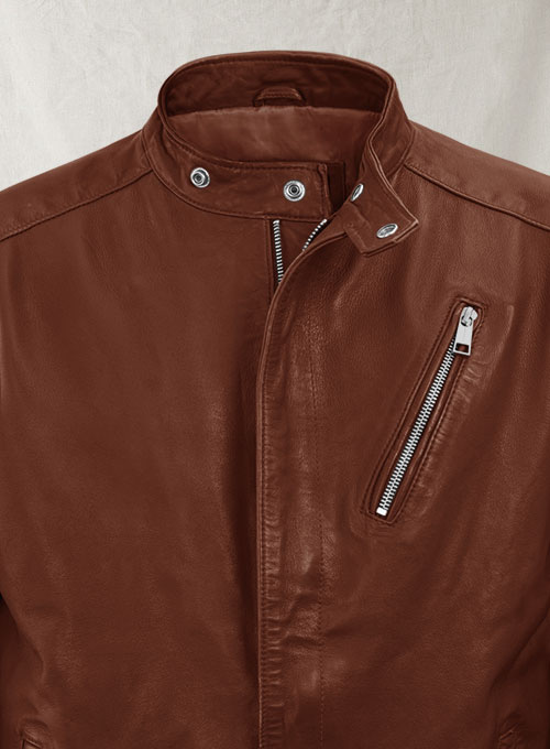 (image for) Motorad Tan Biker Leather Jacket - Click Image to Close