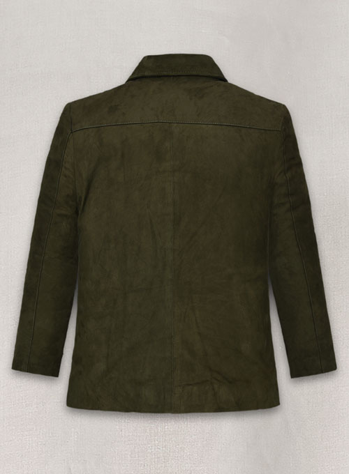 (image for) Olive Green Suede Milla Jovovich Leather Jacket - Click Image to Close