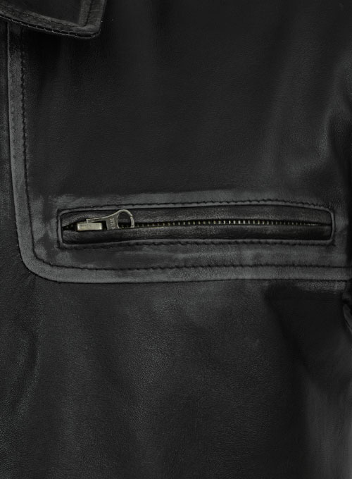 (image for) Ontario Rubbed Black Leather Jacket - Click Image to Close