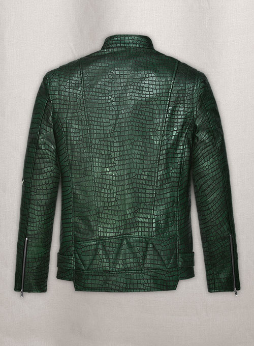 Phantom Croc Metallic Green Leather Jacket