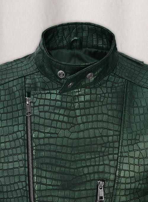 (image for) Phantom Croc Metallic Green Leather Jacket