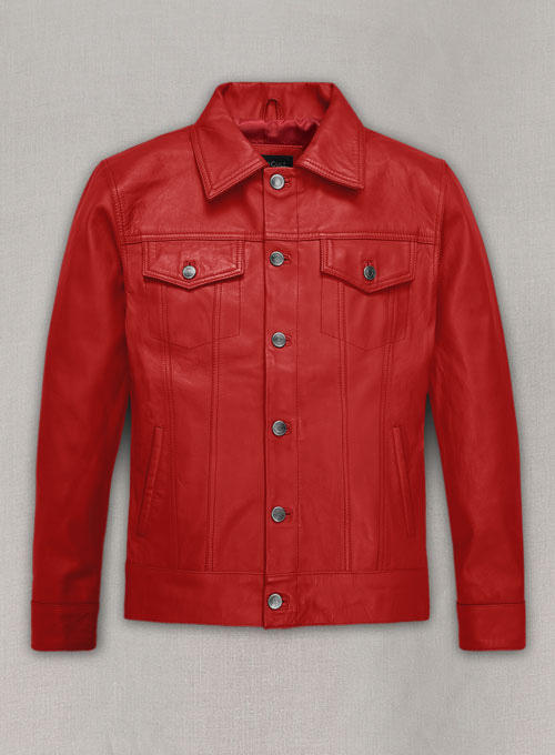Red Leather Trucker Jacket