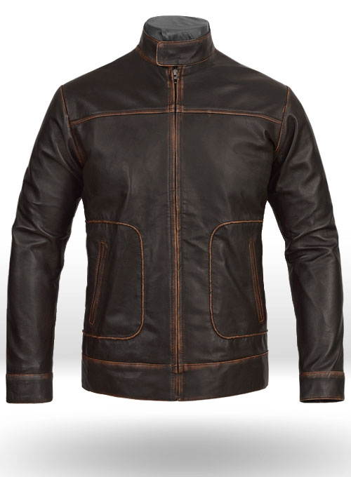 Reggie Rubbed Dark Brown Leather Jacket