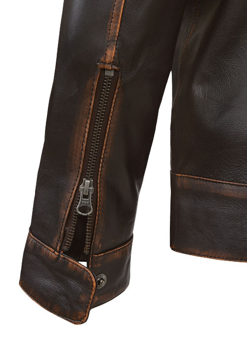 (image for) Reggie Rubbed Dark Brown Leather Jacket - Click Image to Close