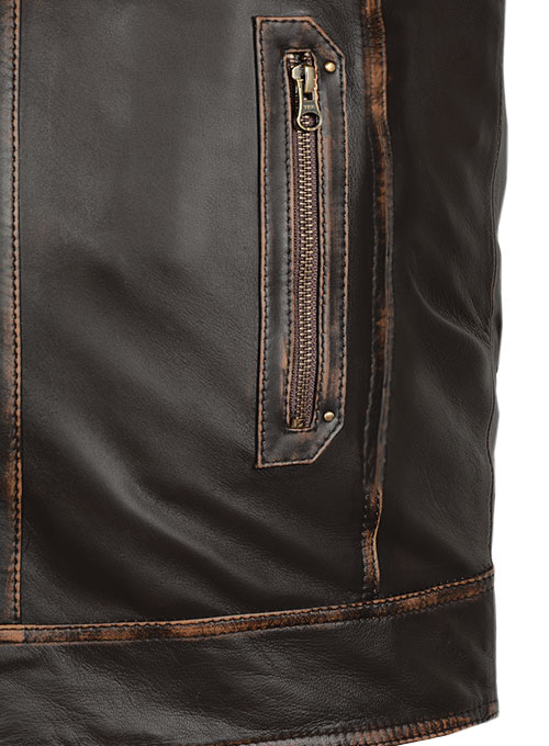 Retro Leather Jacket with Hoodie - Click Image to Close
