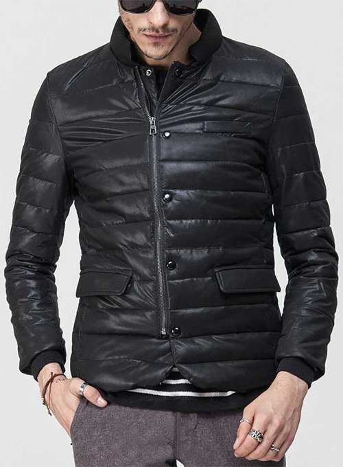 Men's Quilted Puffer Design Leather Waistcoat