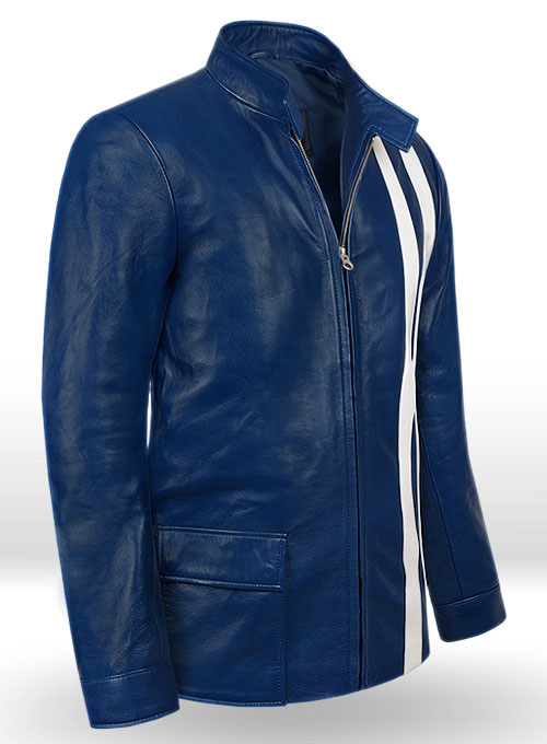 Rich Blue Elvis Presley Speedway Leather Jacket - Click Image to Close