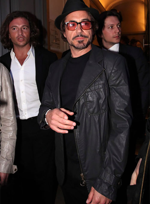 Robert Downey Jr Leather Blazer #1