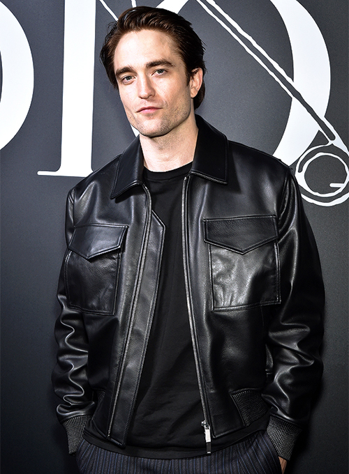 (image for) Robert Pattinson 2020 Paris Fashion Show Leather Jacket - Click Image to Close