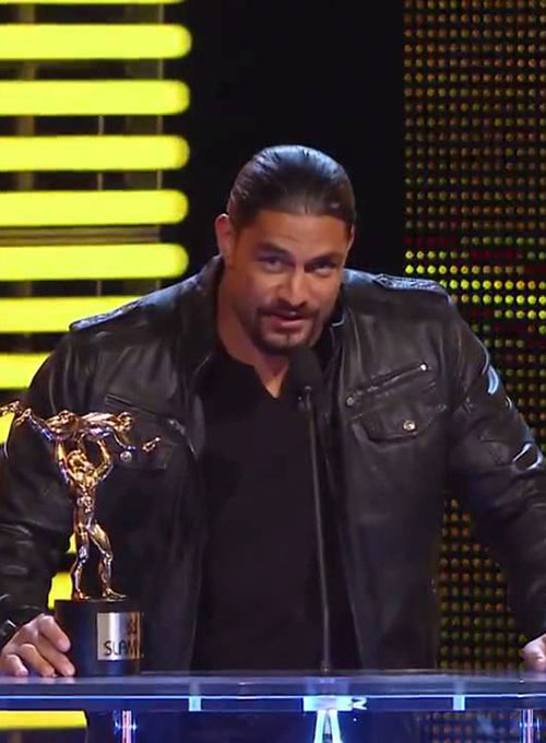 Roman Reigns Slammy Award Superstar Of The Year Leather Jacket - Click Image to Close