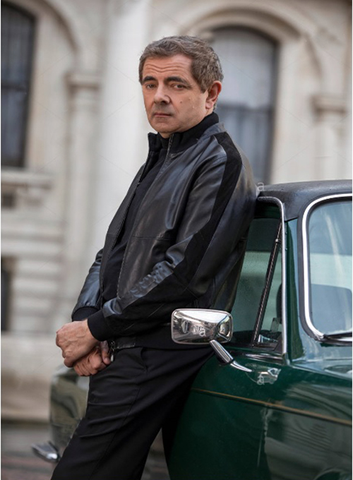 Rowan Atkinson Johnny English Strikes Again Leather Jacket - Click Image to Close