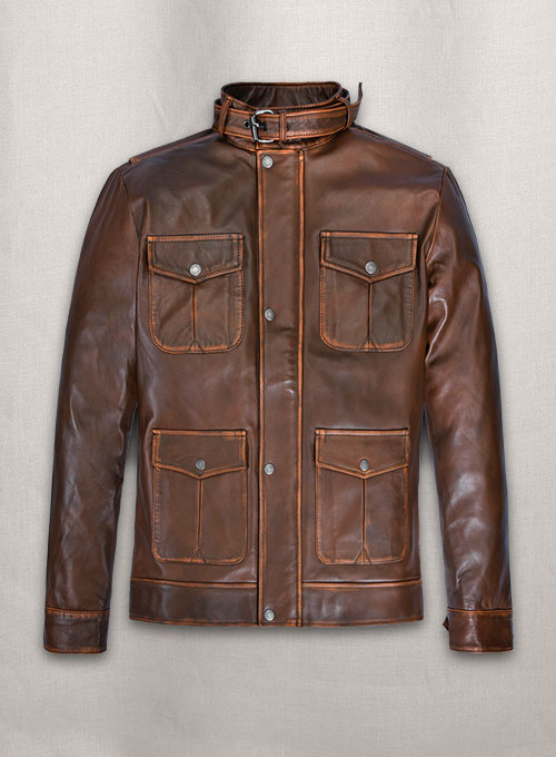 (image for) Rubbed Tan Rafael Nadal Leather Jacket - Click Image to Close