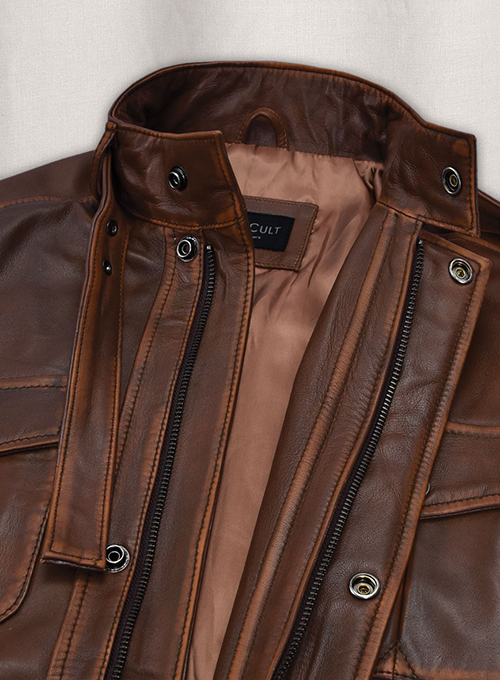 (image for) Rubbed Tan Rafael Nadal Leather Jacket - Click Image to Close