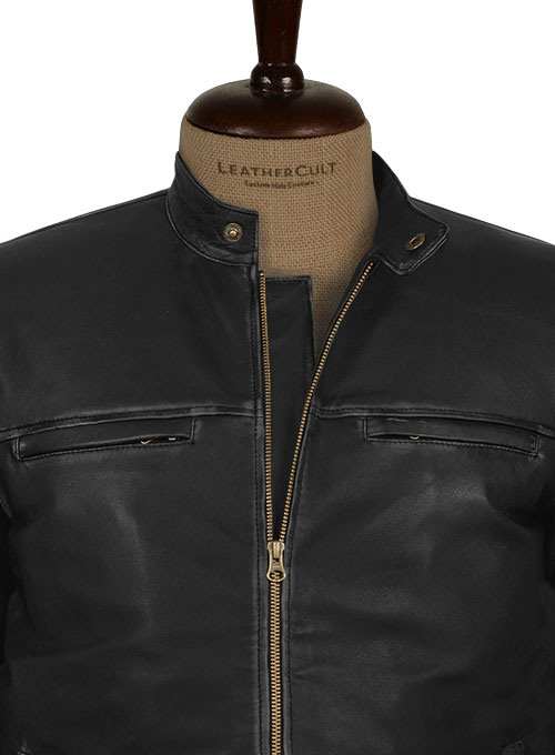 (image for) Rubbed Black Aaron Taylor Johnson Godzilla 2014 Leather Jacket - Click Image to Close