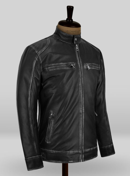 (image for) Rubbed Black Leather Jacket # 654 - Click Image to Close
