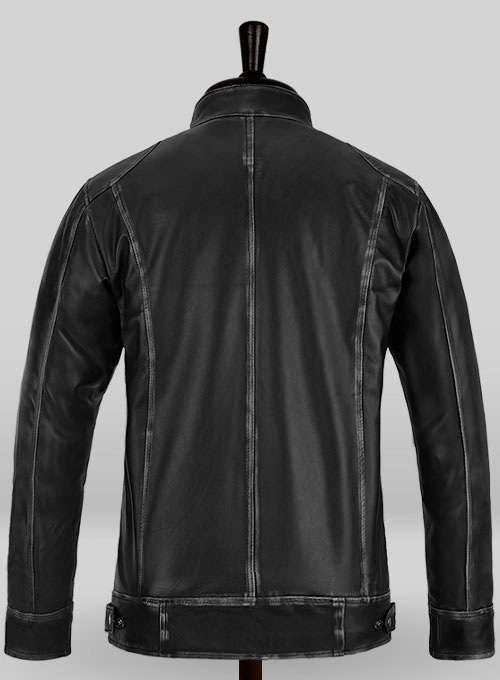 (image for) Rubbed Black Leather Jacket # 654 - Click Image to Close