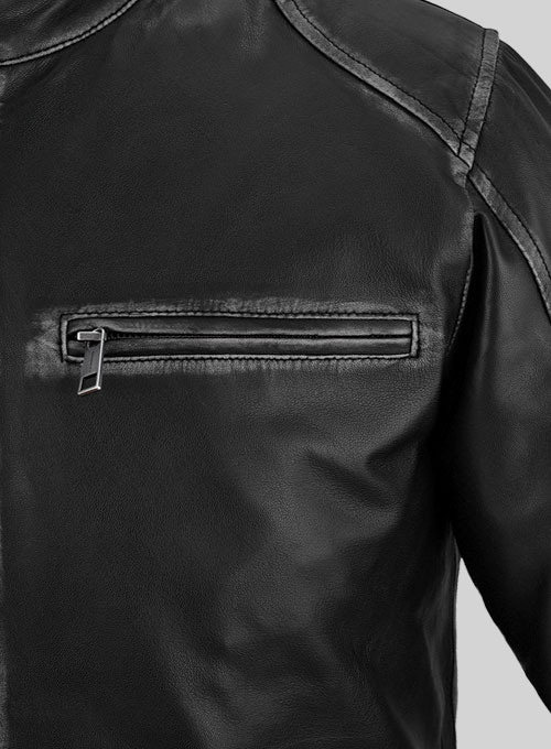 (image for) Rubbed Black Leather Jacket # 654 - Click Image to Close