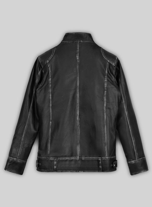 (image for) Rubbed Black Leather Jacket # 654 - Click Image to Close