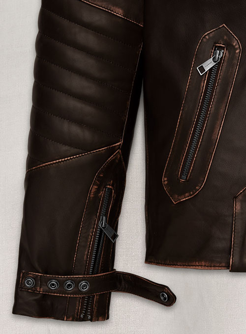 (image for) Rubbed Brown David Leather Jacket - Click Image to Close