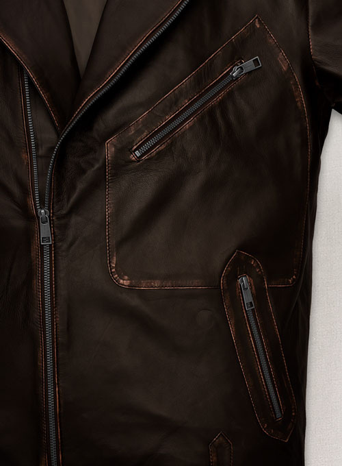 (image for) Rubbed Brown David Leather Jacket