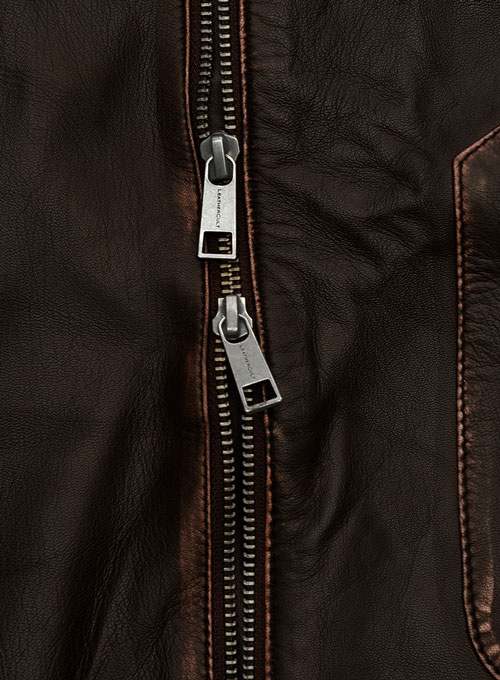 (image for) Rubbed Brown David Leather Jacket - Click Image to Close