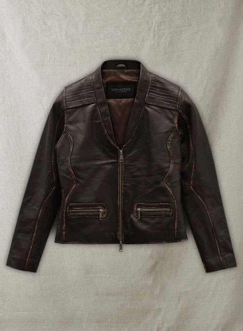 (image for) Rubbed Brown Leather Jacket # 287 - Click Image to Close