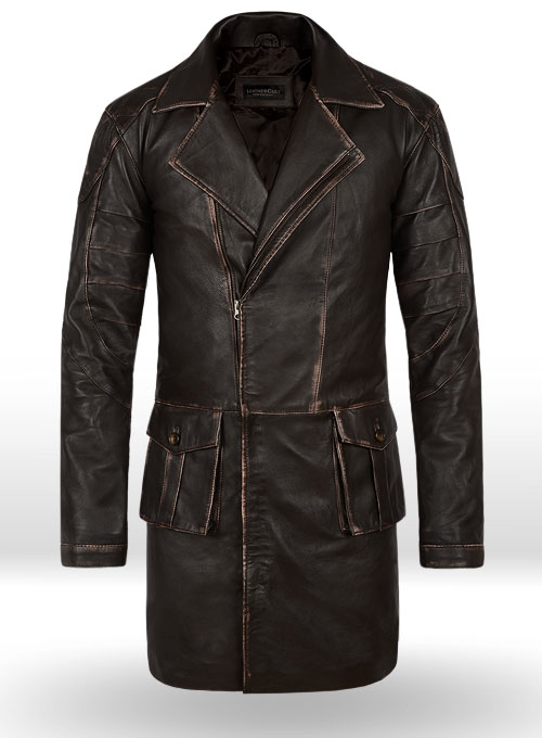 Rubbed Brown Will Smith I Robot Leather Trench Coat