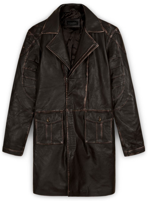 (image for) Rubbed Brown Will Smith I Robot Leather Trench Coat - Click Image to Close