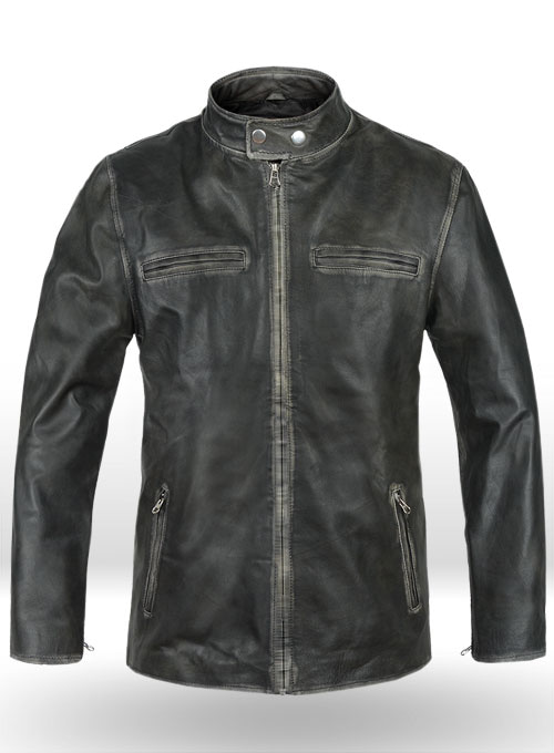 (image for) Rubbed Charcoal Mark Wahlberg Daddys Home Leather Jacket - Click Image to Close