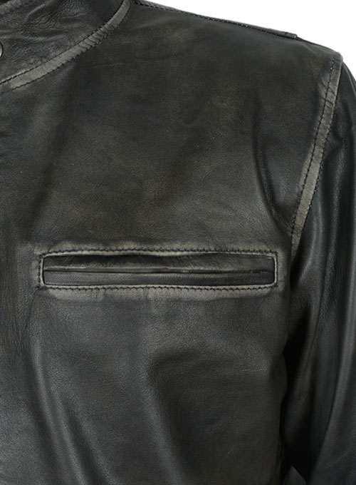 (image for) Rubbed Charcoal Mark Wahlberg Daddys Home Leather Jacket - Click Image to Close