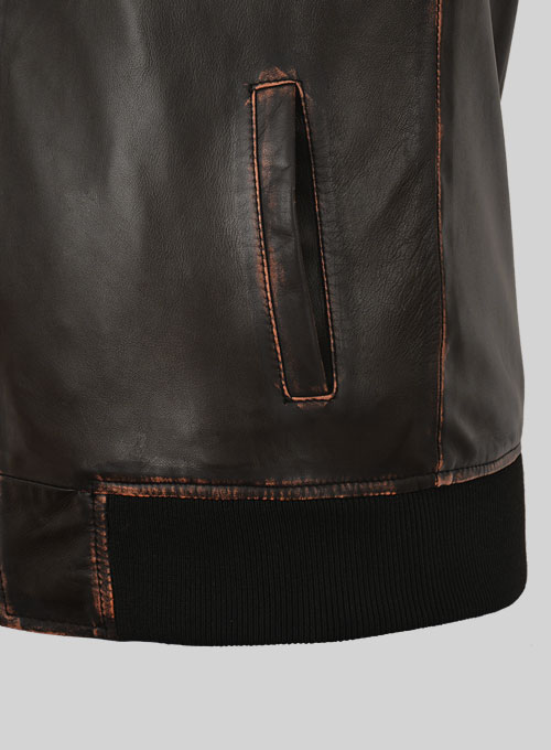 (image for) Rubbed Dark Brown Lionel Messi Leather Jacket #1 - Click Image to Close