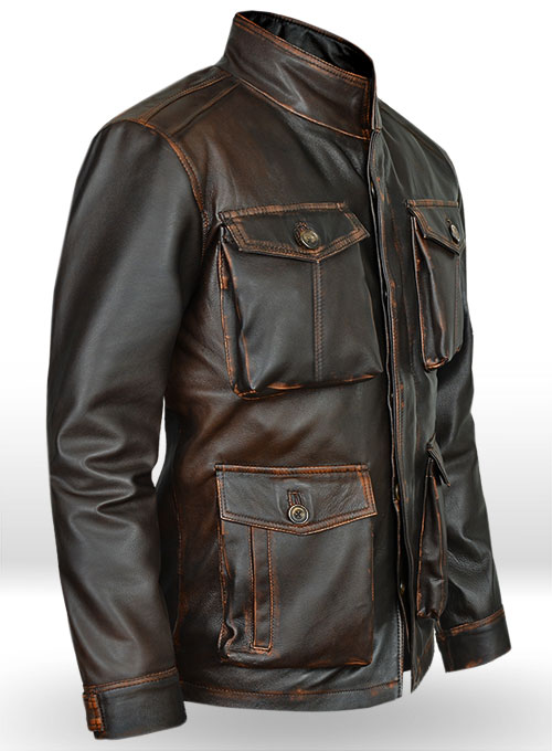 (image for) Rubbed Dark Brown Jensen Ross Supernatural 7 Leather Jacket - Click Image to Close