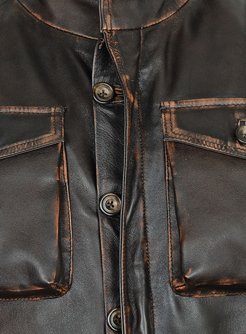 (image for) Rubbed Dark Brown Jensen Ross Supernatural 7 Leather Jacket - Click Image to Close