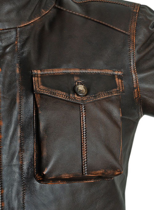 Rubbed Dark Brown Jensen Ross Supernatural 7 Leather Jacket - Click Image to Close