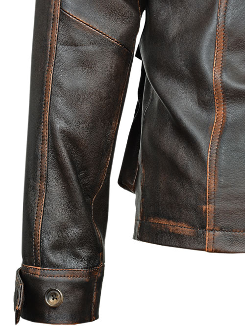 (image for) Rubbed Dark Brown Jensen Ross Supernatural 7 Leather Jacket - Click Image to Close