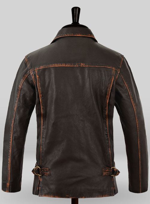 (image for) Rubbed Dark Brown Washed Indiana Jones Leather Jacket - Click Image to Close