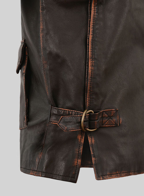 (image for) Rubbed Dark Brown Washed Indiana Jones Leather Jacket