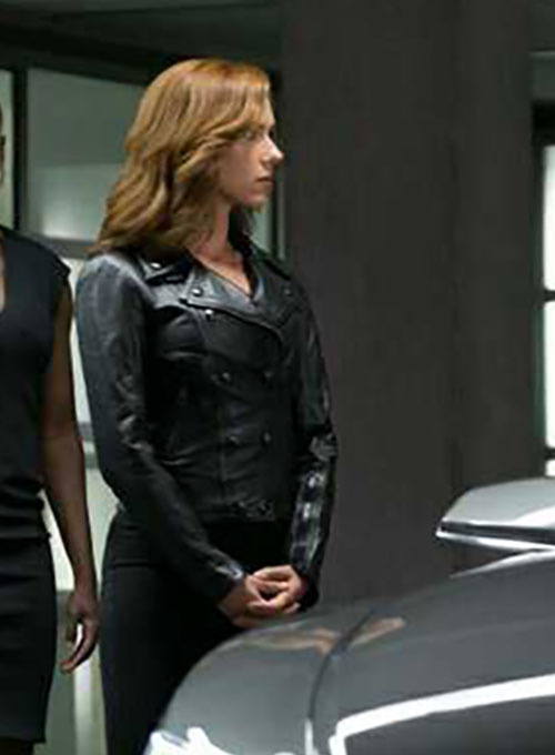 (image for) Scarlett Johansson Captain America: Civil War Leather Jacket