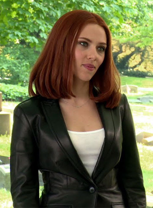 Scarlett Johansson The Winter Soldier Leather Blazer - Click Image to Close