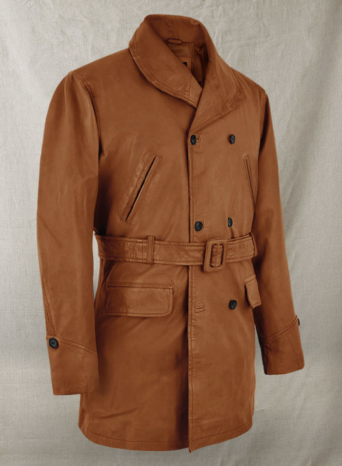 (image for) Brown Brad Pitt Legends of the Fall Leather Trench Coat - Click Image to Close