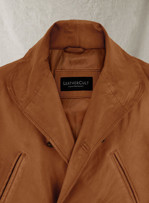 (image for) Brown Brad Pitt Legends of the Fall Leather Trench Coat - Click Image to Close