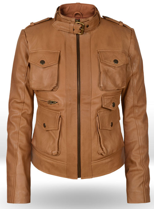 (image for) Soft Hunter Tan Washed & Wax Leather Jacket # 235 - Click Image to Close