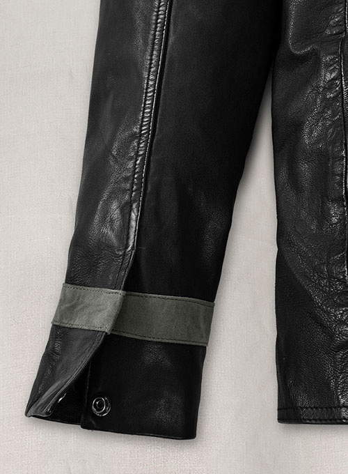 (image for) Soft Rich Black Washed & Wax Jackie Chan Leather Jacket - Click Image to Close
