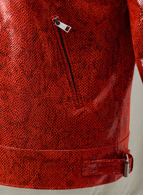 (image for) Shiny Red Python Leather Jacket #889 - Click Image to Close
