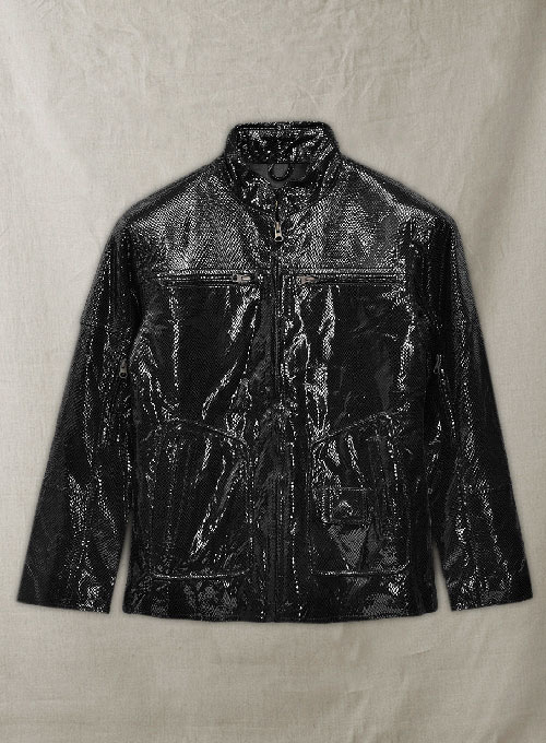 Snake Emboss Black Leather Jacket #881 - 36 Female